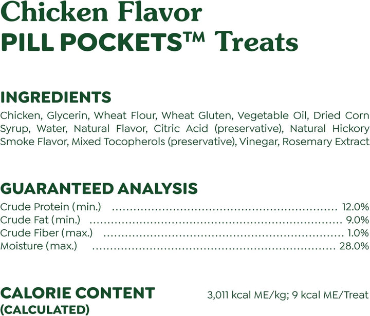 Pill Pockets for Dogs Small Size, Soft Dog Treats, Chicken Flavor, 3.2 Oz. Pouch (30 Treats)