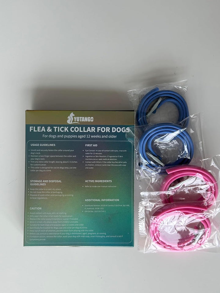 4 Pack Flea Collar for Dogs, Dog Flea Collar Waterproof, 32 Months Prevention, Dog Fleas and Tick Treatment, Adjustable Fleas and Tick Protection for Dogs Puppy(Blue & Pink)