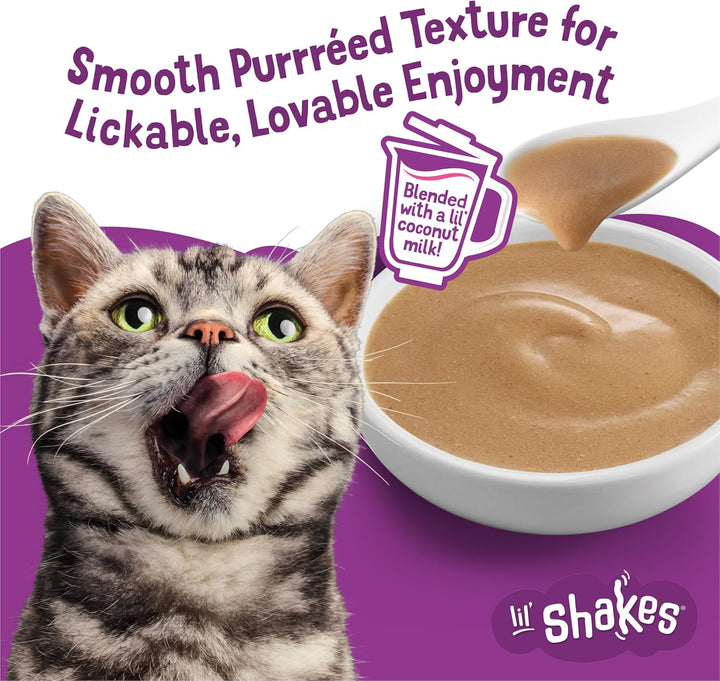Purina  Pureed Cat Food Topper, Lil’ Shakes with Scrumptious Salmon Lickable Cat Treats - (Pack of 16) 1.55 Oz. Pouches