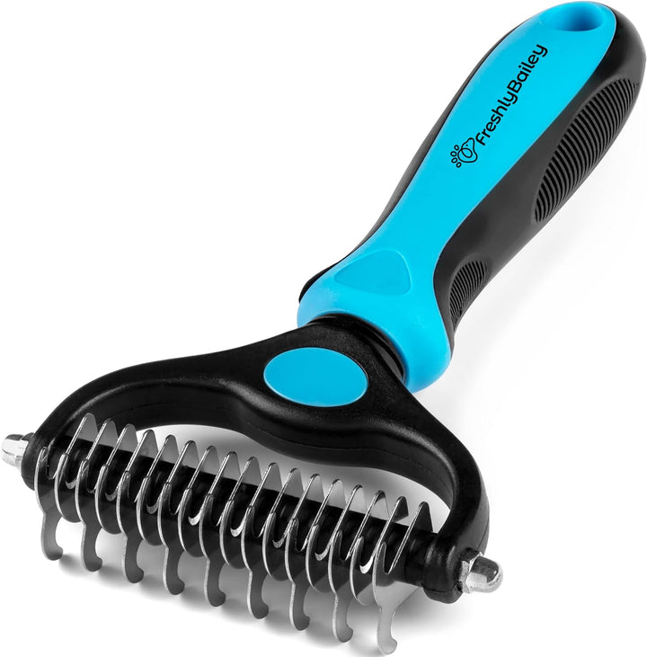 Dematting Comb for Cats and Dogs, Mat Remover and Deshedding Grooming Tool, Safe Detangler for Matted Fur, Double Sided Undercoat Rake