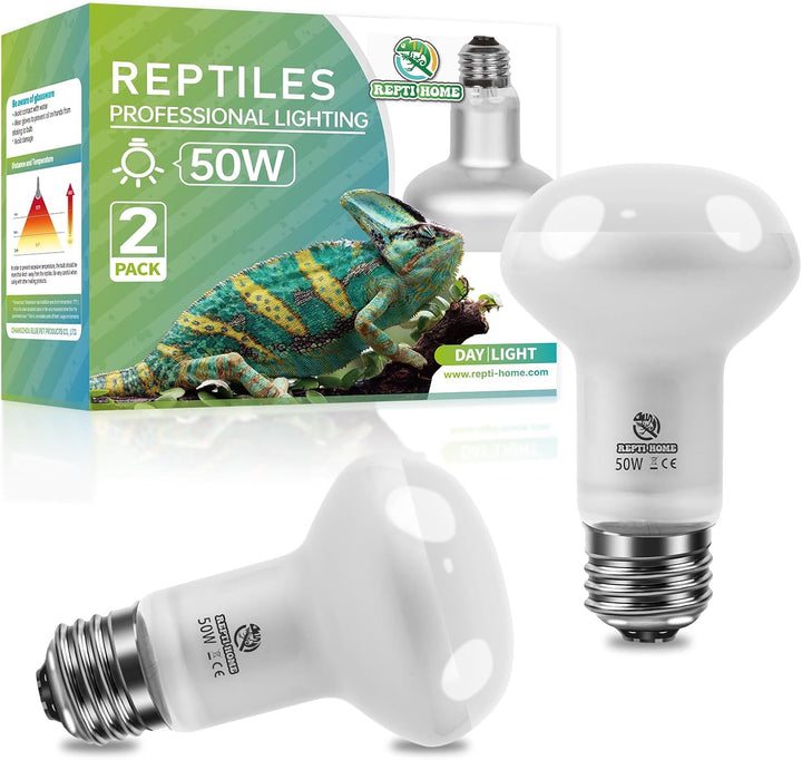 Reptile Heat Lamp Bulbs, Simulate Natural Sunlight Heat Light Bulb, 2 Pack 100W Amphibian Terrarium Basking Spot Lamp for Reptile, Bearded Dragon, Lizard, Turtle, Snake