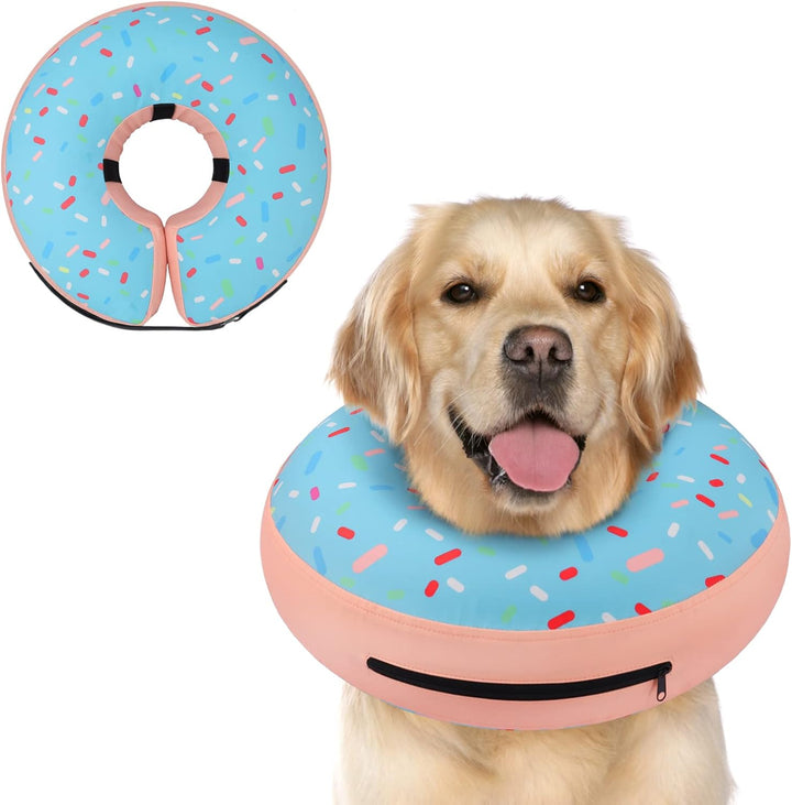 Inflatable Dog Cone Collar Alternative after Surgery, Doggie Neck Donut Collar Recovery Ecollar, Soft Dog Cone for Small Medium Large Dogs