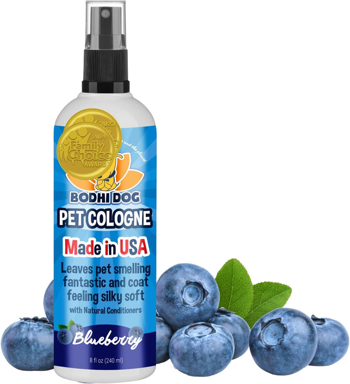 Natural Dog Cologne (Blueberry) - Premium Scented Deodorizing Pet Perfume with Conditioner for Dogs & Cats - Keeps Pets Fresh & Clean - Gentle and Safe Formula, Made in USA (4 Fl Oz)