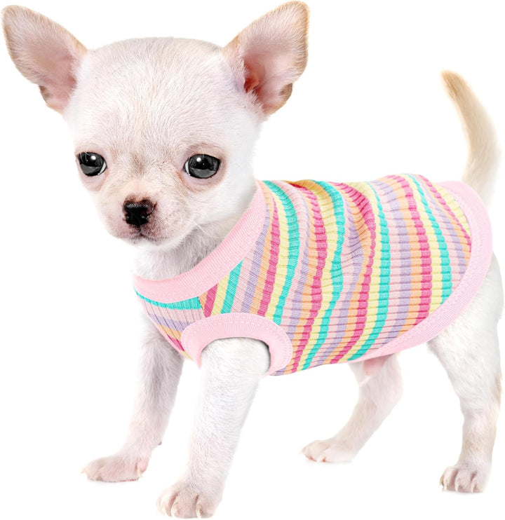 Elevate Your Pet'S Comfort and Fashion: Premium 100% Cotton Rib Dog Shirt Vest for Small Breeds like Chihuahuas, Yorkies, and Puppies .Year-Round Style with Tank-Style Puppy Attire Pink X-Small