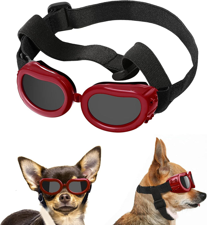 Dog Sunglasses Small Breed Goggles UV Protection,Goggles for Small Dogs Eye Wear Protection with Adjustable Strap Windproof Anti-Fog Sunglasses for S-Mall Doggy Doggie Glasses,Black