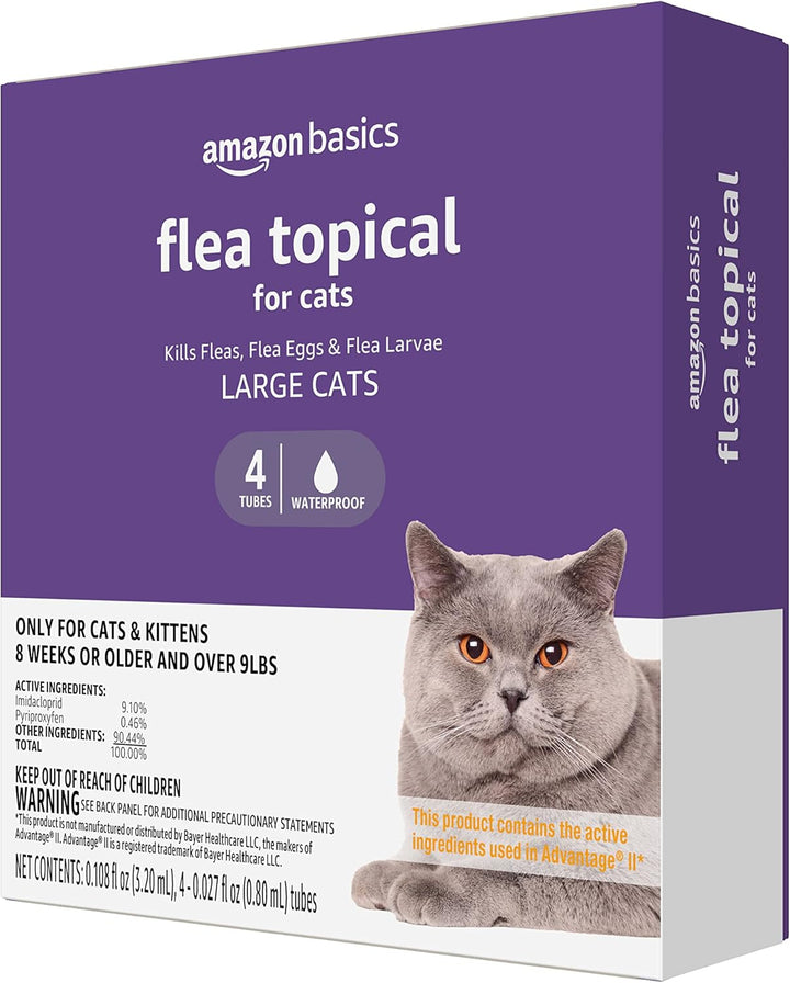 Topical Flea Treatment for Large Cats (Over 9 Pounds), 4 Count (Previously Solimo)