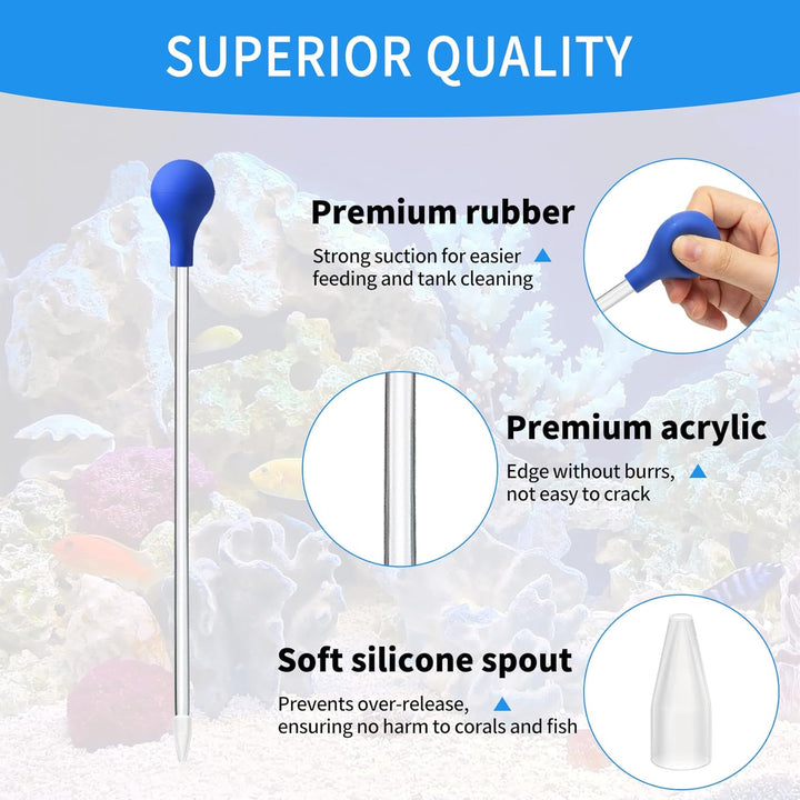 18.5 in Long Pipette for Fish Tank Coral Food Feeder Long Syringe Aquarium Coral Feeding Tube for Marine Fish Reef Aquatic Plant Spider Snake Lizard