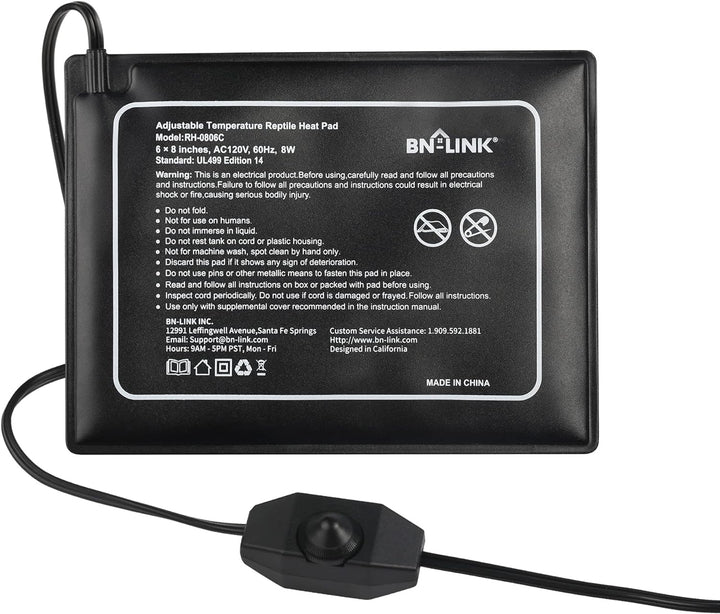 Reptile Heat Pad 6"X8" 8W for 10-20Gal under Tank Terrarium Heating Mat Waterproof for Turtle, Lizard, Frogs, Snake, Hermit Crab