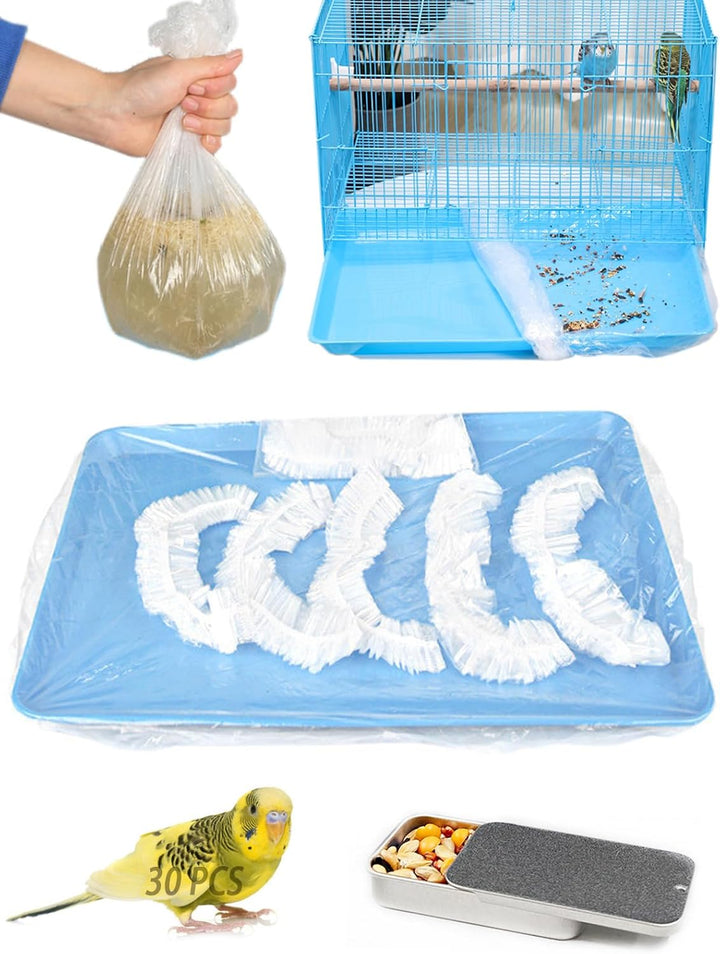 Disposable Bird Cage Liners Clear Plastic Parakeet Cage Liner Bag - 50 Pcs Parrot Cage Tray Liners Universal Film Bird Cage Accessories for Finches Canaries Cockatiels Birdcage