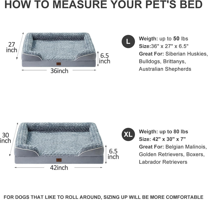 Dog Beds for Large Sized Dogs, Washable Orthopedic Dog Couch Sofa Bed with Waterproof Lining & Non-Skid Bottom for Pet Sleeping