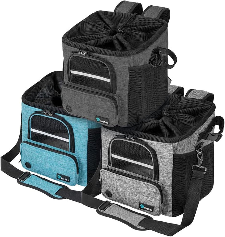 Dog Bike Basket, Soft-Sided Ventilated Dog Bike Carrier Backpack, Pet Bicycle Basket for Bike Handlebar, Small Medium Puppy Cat Kitten Car Booster Seat with Safety Strap, Max 18 Lbs, Dark Gray