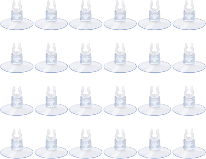 Aquarium Suction Cups, for Fish Tank Airline Tubing, with Clips 3/16" Air Hose Holder, 24Pcs (Clear)
