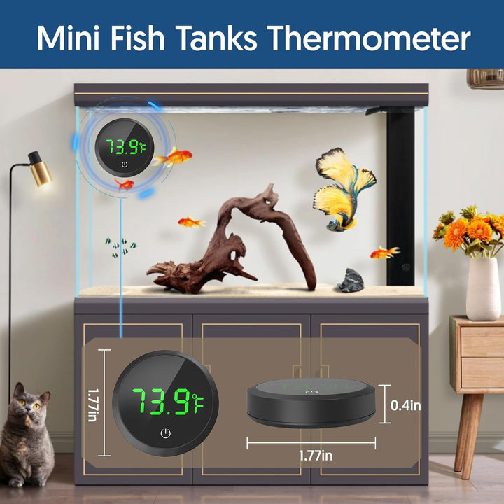 Fish Tank Thermometer Aquarium Thermometer Wireless Touch Stick Digital Aquarium Thermometer LED Display ±1°F for Monitoring the Fish Tank Aquarium Temperature Accessories (Black)