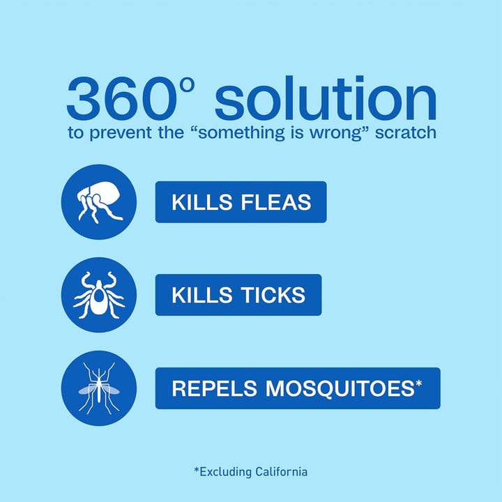 Flea & Tick Collar for Dogs & Puppies, 2 Pack, 12 Month Protection, Adjustable One Size, Kills Fleas, Ticks & Repels Mosquitoes, excluding California