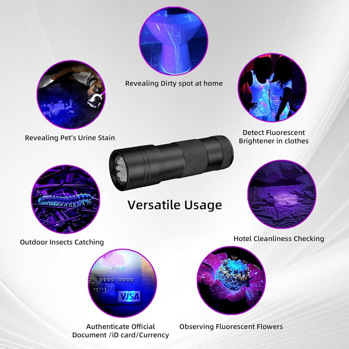 UV Flashlight Black Light–Small Portable Mini 12 LED Blacklight Flashlight for Hidden Stain Detection in Room, Resin Curing,Scorpion & Bed Bug Find,Pet Urine & Dry Stain Detection/Carpets/Rugs/Floors