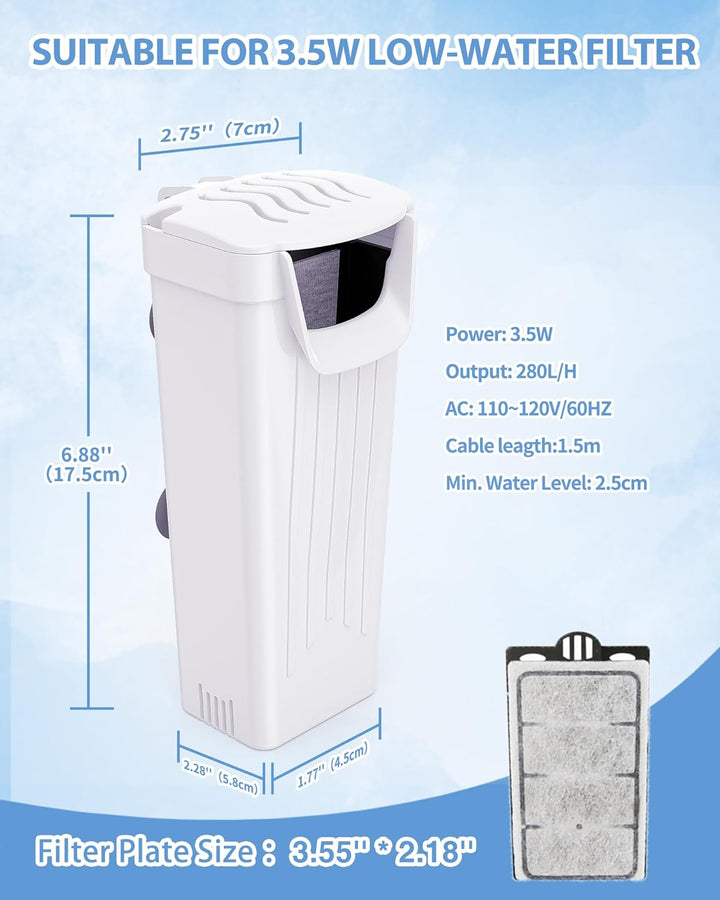 10 Pack Auqarium Filter Replacement Plates, Turtle Tank Filter Sponges, Suitable for 3.5W 280L/H Low-Water Filter