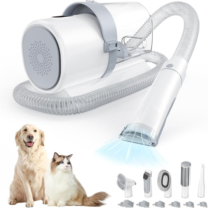 Professional Pet Grooming Vacuum Kit, 2.5L Cup, 3 Suction Modes, and 5 Groomer Tools with Cordless Low Noise Dog Clippers for Cats, Other Animals Hair Trimmer