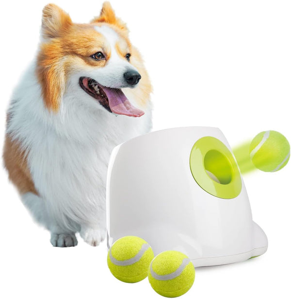 AFP Automatic Ball Launcher for Dogs Interactive Puppy Pet Ball Indoor Thrower Fetch Machine, 3 Balls Included (2 Inch) for Small to Medium Dogs
