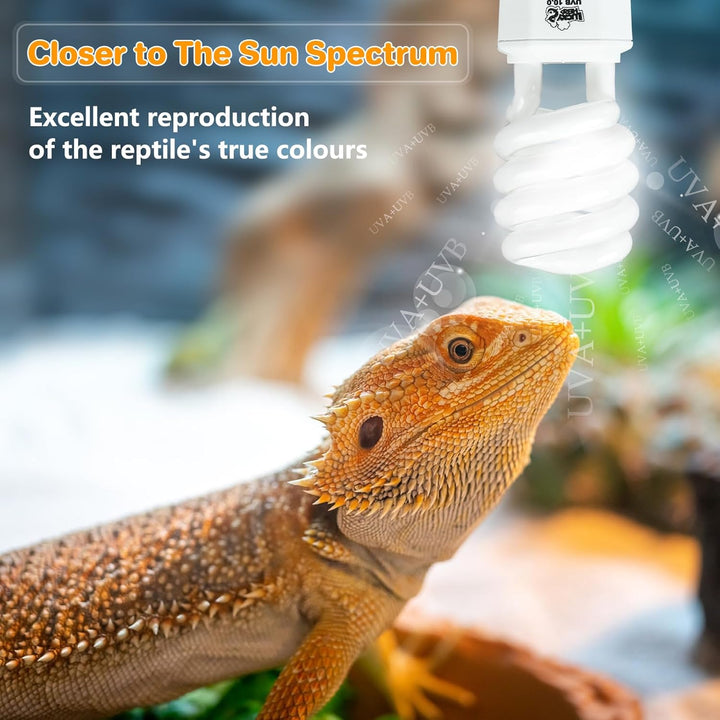 UVA UVB Reptile Light 10.0, Desert UVB 150 Compact Fluorescent Lamp, UVB Light for Reptiles 23W, UVA UVB Reptile Light Bulb, UVB Bulb for Reptiles Bearded Dragons Lizards Tortoises Snakes