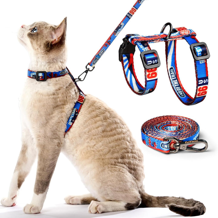 Cat Harness and Leash Set - Escape Proof Adjustable Cat Harness, Comfortable Soft Lightweight, Use Safe & Easy, Walking Travel Kitten Harness for Small Medium Large Cats (Hawaii Green)