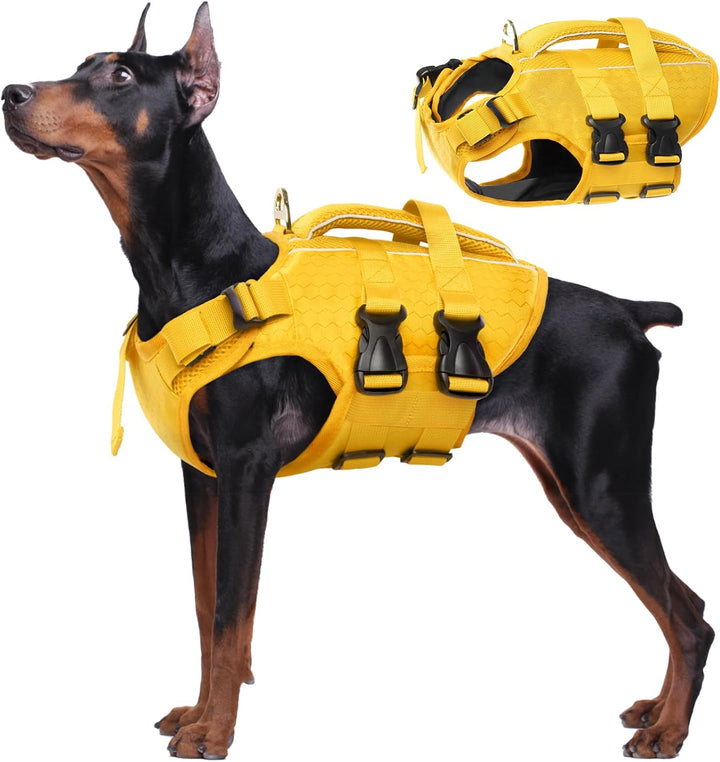Dog Life Jacket High Flotation, Reflective Dogs Life Vest for Swimming Boating, Adjustable Small Medium Large Dog Lifejacket, Lightweight Dogs Life Preserver Rescue Handle Spring Summer Pool