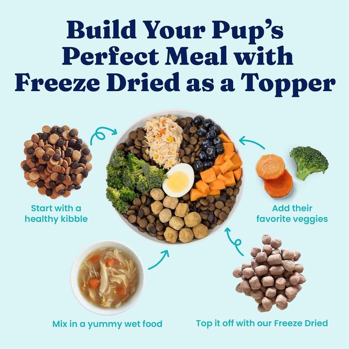 Freeze Dried Dog Food - W/Real Beef, Pumpkin & Superfoods - Freeze Dried Raw Dog Food Toppers for Picky Eaters to Serve as a Nutrient-Dense Meal Topper or High Protein Treats - 1.5Oz