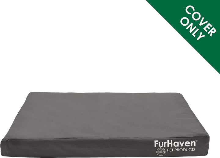 Replacement Dog Bed Cover Water-Resistant Indoor/Outdoor Logo Print Oxford Polycanvas Mattress, Washable - Stone Gray, Large