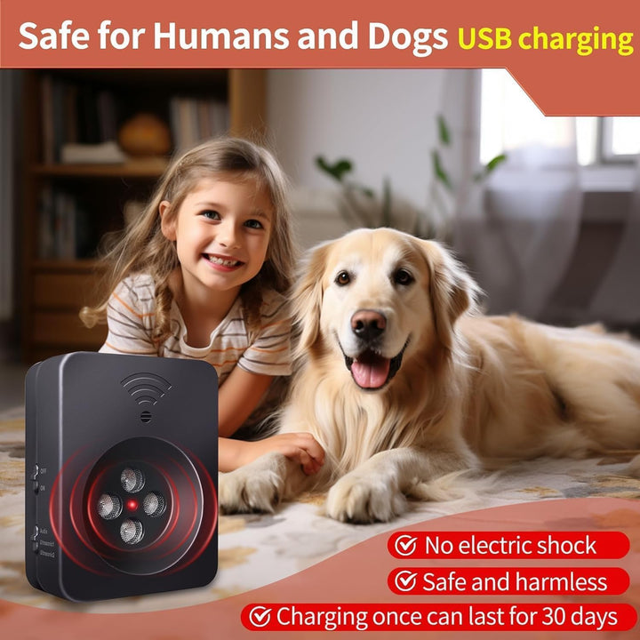 Anti Barking Device, Ultrasonic Dog Bark Deterrent Devices, 3 Modes Rechargeable Dog Barking Control Devices, Bark Silencer, up to 50 FT Indoor Outdoor Use, Pet and Human Friendly