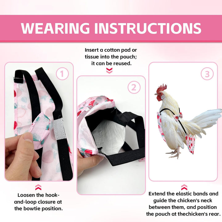 3 Pieces Chicken Diapers for Hens Pet Duck Diapers Reusable Chicken Diapers Chicken Clothes Accessories with Bow Tie for Poultry (M)