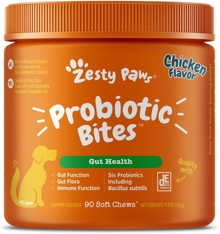 Probiotics for Dogs - Digestive Enzymes for Gut Flora, Digestive Health, Diarrhea & Bowel Support - Clinically Studied DE111 - Dog Supplement Soft Chew for Pet Immune System - Pumpkin