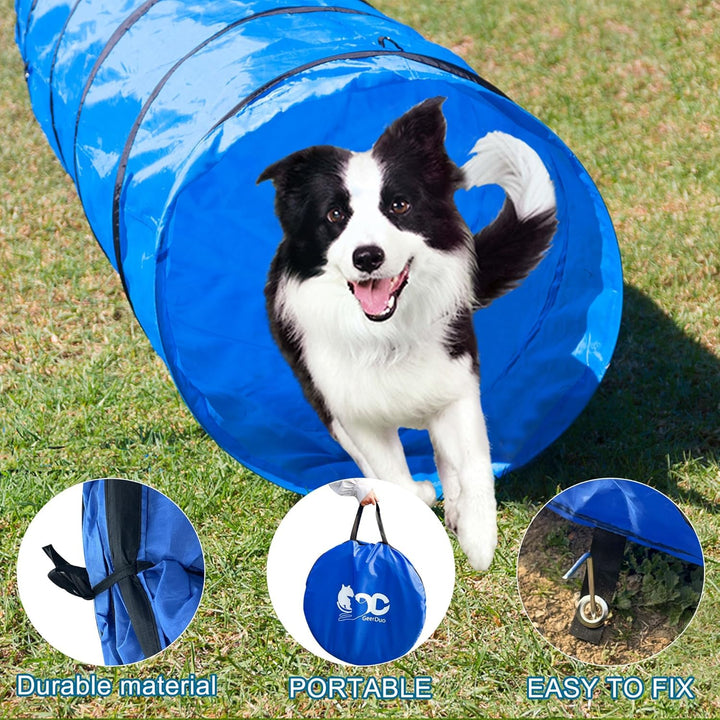 Dog Agility Tunnel, Dog Agility Equipment, Dog Agility Training with Carry Bag (Blue)