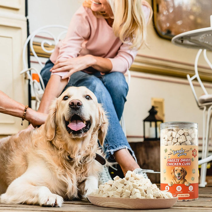 Freeze Dried Chicken Cat & Dog Treats, Single Ingredient Chicken Bites for Cats & Dogs, High Protein Pet Training Treats, Edible Organic Food Topper, 10.58 Oz