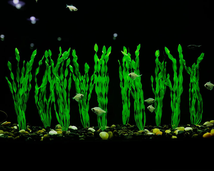Artificial Seaweed Water Plants for Aquarium, Plastic Fish Tank Plant Decorations 10 PCS (12 Inches Tall, Green)