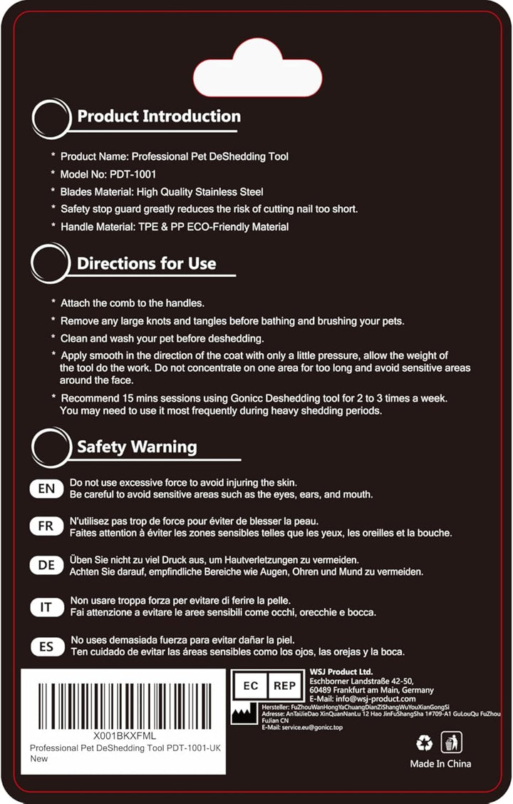 PDT- 1001 Professional Pet De Shedding Comb Tool Blue