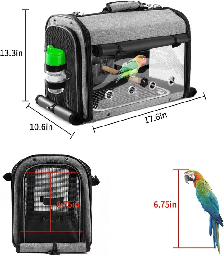 Bird Carrier Bag with Stand, Lightweight Backpack for Parrot, Portable Travel Cage, Pet Transparent Breathable Carrier