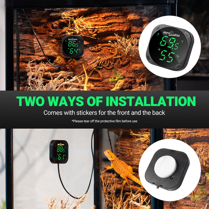 Thermometer Hygrometer, LED Digital Thermo Hygrometer for Reptile Terrarium Pet Rearing Box, Reptile Tank Thermometer with 55.2" Cable USB Power Supply