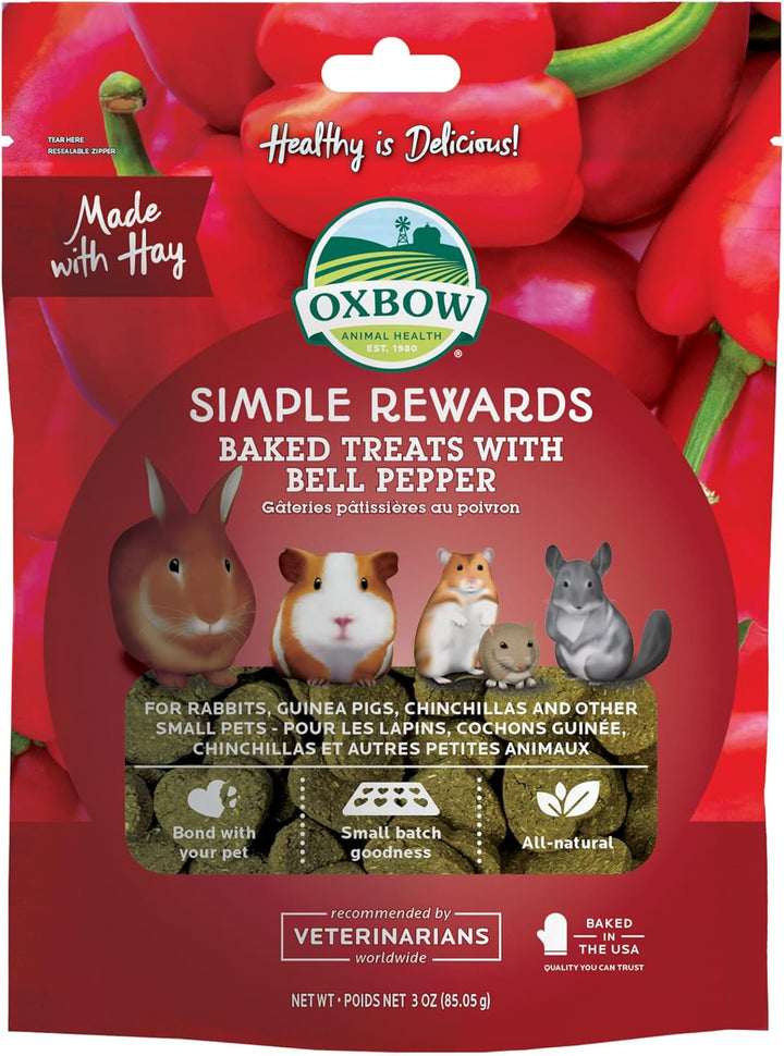 Animal Health Simple Rewards Apple Banana Treats, Timothy Hay Guinea Pig & Bunny Treats, Pet Snack, Made with  Guinea Pig Hay, Made in USA, Timothy for Rabbit, 3 Oz Bag