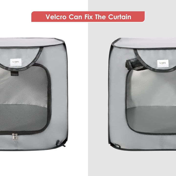 36In Portable Large Dog Bed - Pop up Dog Kennel, Indoor Outdoor Crate for Pets, Portable Car Seat Kennel, Cat Bed Collection, Grey