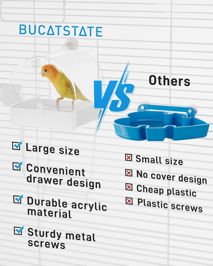 Hanging Bird Bath for Cage, 3 in 1 Multifunction Bird Bath/Bowl/House, Bird Cage Accessories Suitable for Small to Medium Birds, like Lovebirds, Finches, Parakeets, Mannikin