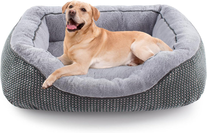 Medium Dog Beds for Medium Dogs Washable, Rectangle Dog Bed Medium Size Dog, Orthopedic Dog Bed, Warming Soft Calming Sleeping Puppy Bed Durable Pet Bed with Anti-Slip Bottom M(30"X24"X9")
