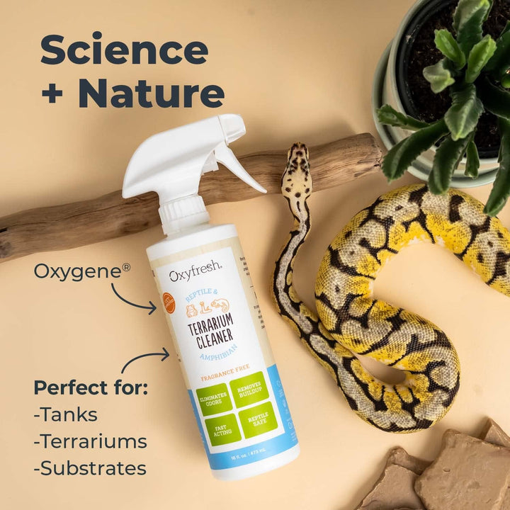 Premium Terrarium Cleaner – Professional Amphibian and Reptile Terrarium Smell Eliminator – Safe & Quickly Removes Waste & Odors – Streak Free Glass – Bleach Free