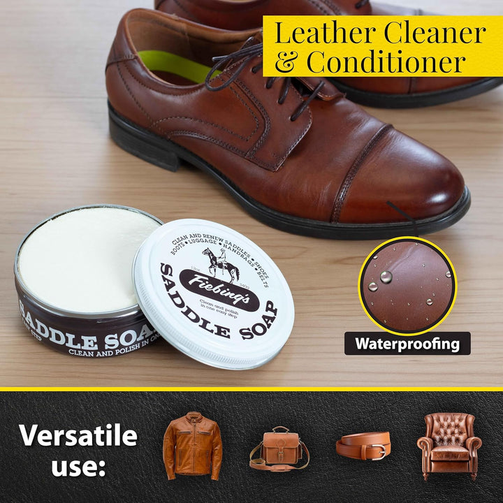 Saddle Soap 12Oz - White - Clean, Polish and Maintain Saddles, Shoes, Luggage, Handbags - Thoroughly Cleans & Restores Natural Preservative Leather Oils to Maintain Suppleness & Strength