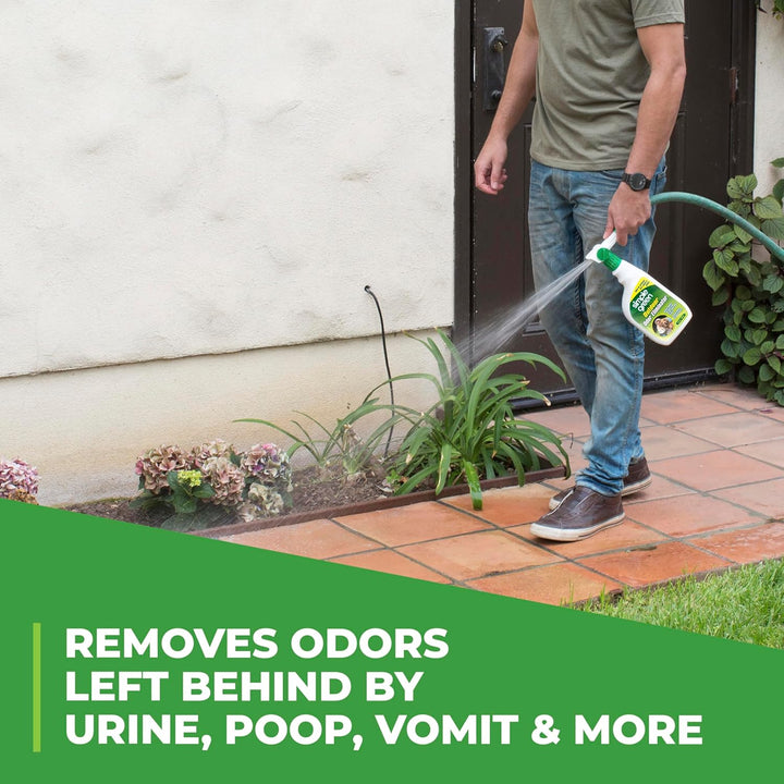 Outdoor Odor Eliminator for Pets, Dogs, Ideal for Artificial Grass & Patio (32 Oz Hose End Sprayer & 1 Gallon Refill)