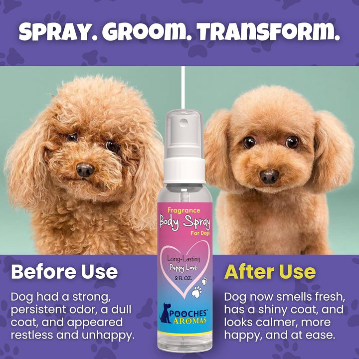Natural Dog Cologne - Premium Grooming Spray - Long Lasting Spray - Deodorizing & Refreshing for Dogs, Adult Canines and Puppies - Aromas Scent to Refresh the Skin (Pack of 6)