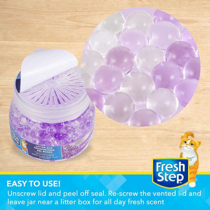 Litter Box Deodorizing Gel Beads in Soothing Lavender Scent - Pet Odor Neutralizing Beads for Pet Smells from Litter Box - 12 Ounce