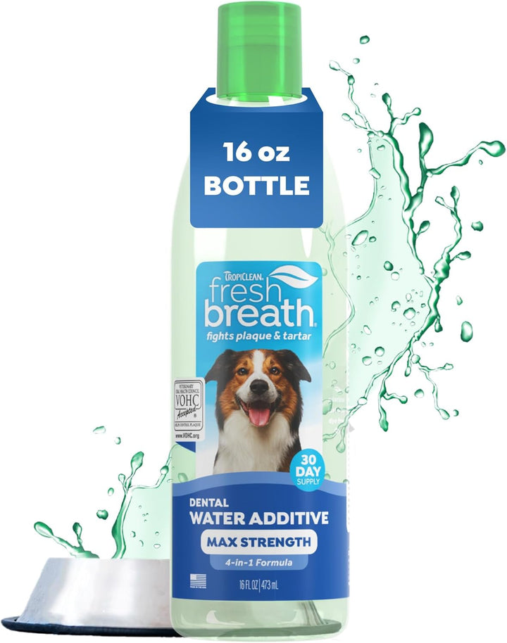 Fresh Breath Water Additive for Dogs, Dog Breath Freshener and Teeth Cleaning Solution, No Toothpaste or Toothbrush Required, 33.8Oz.