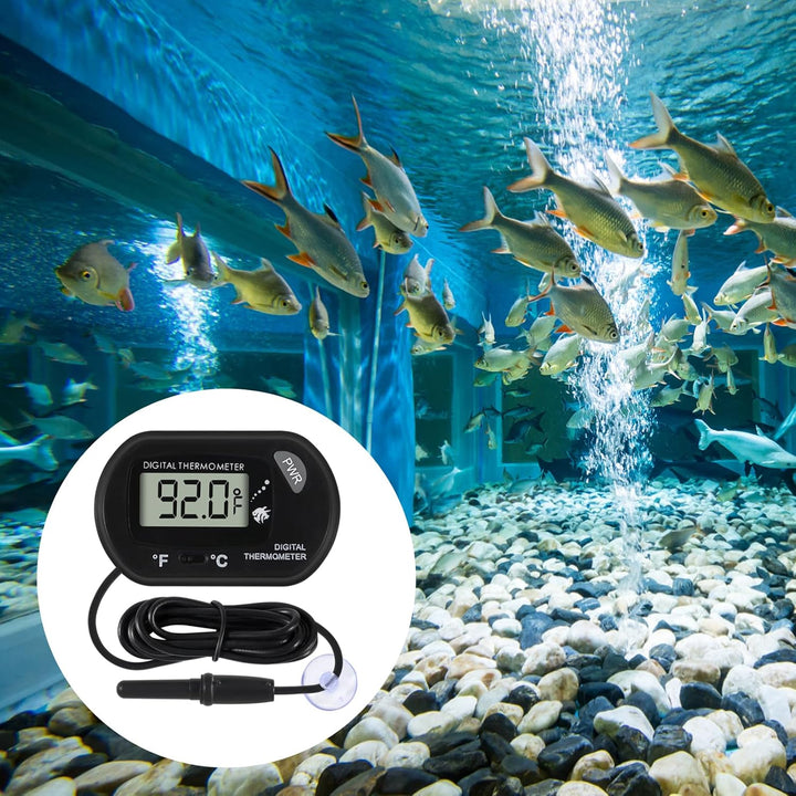4Pcs Aquarium Thermometer Fish Tank Thermometer Reptile Fahrenheit Terrarium Water Temperature Indicator Test Digital with LCD Display Fahrenheit/Celsius