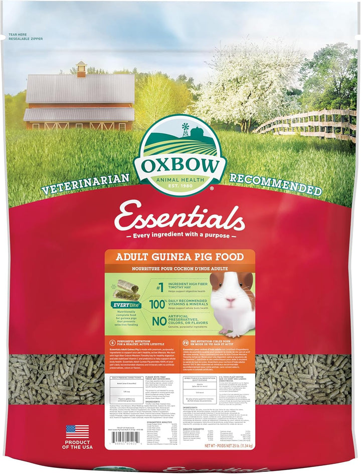 Essentials Guinea Pig Food, Adult Guinea Pig, Made with  Timothy Hay, Pet Food Pellets with Vitamin C, Small Animal Pet Products, Made in USA, High Fiber, 5 Lb. Bag
