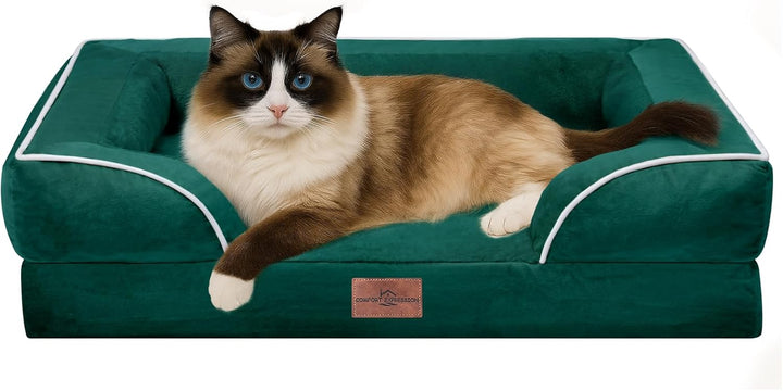 Orthopedic Dog Bed for Extra Large Dogs 42X30 Inch, Waterproof Supportive Egg Crate Foam XL Pet Bed with Removable Bolsters, Dog Couch with Washable Cover & Non-Slip Bottom, Grey