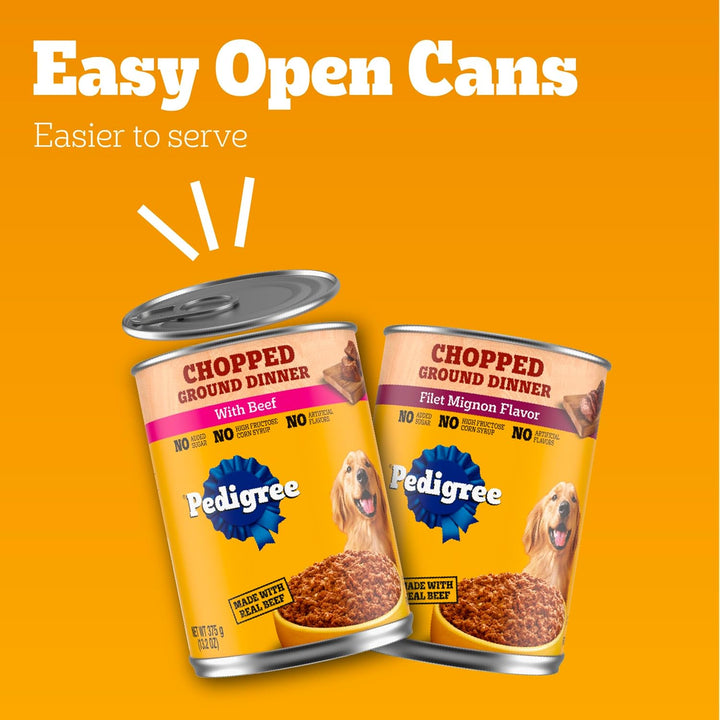 Chopped Ground Dinner Wet Dog Food Filet Mignon & Beef Variety Pack, 13.2 Oz. Cans (12 Count, Pack of 1)